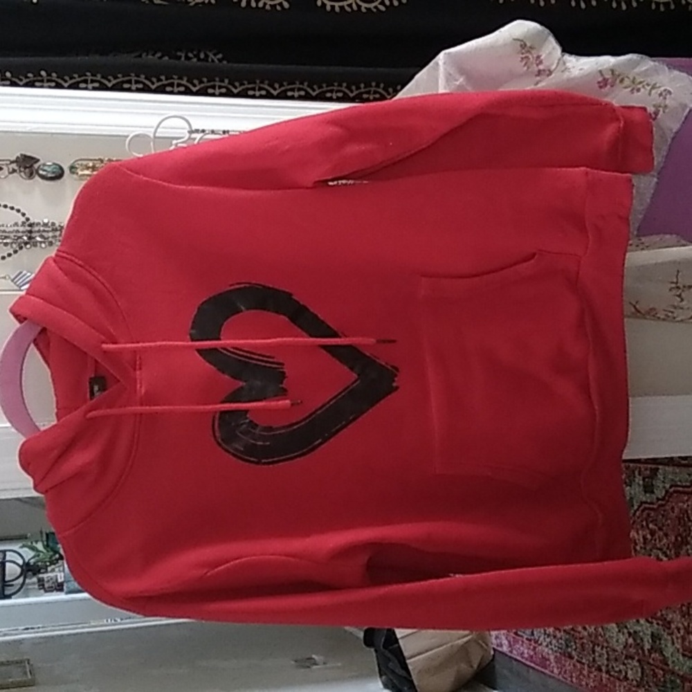 Red hoodie with black heart size L